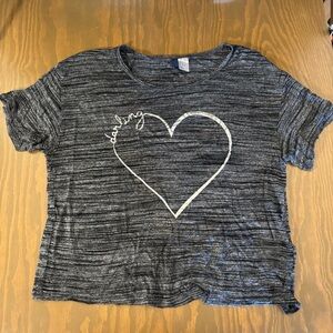 4/$20 H&M Darling Heart Gray Boxy T-Shirt Top